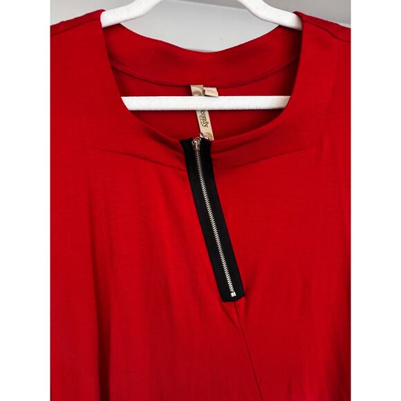 Comfy USA Women’s Tunic-Length Blouse Zipper Red Size Small - Picture 2 of 9